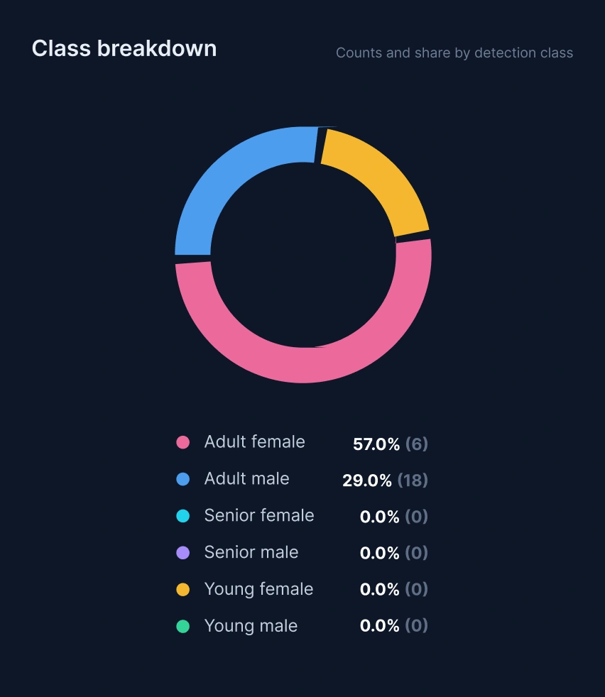 Who's in front of the screen — live class breakdown by age and gender