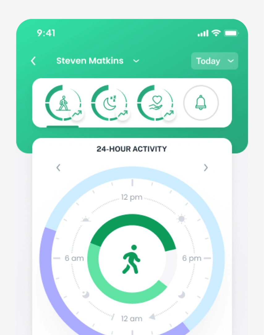 Family and professional caregivers see the same picture, on iOS and Android