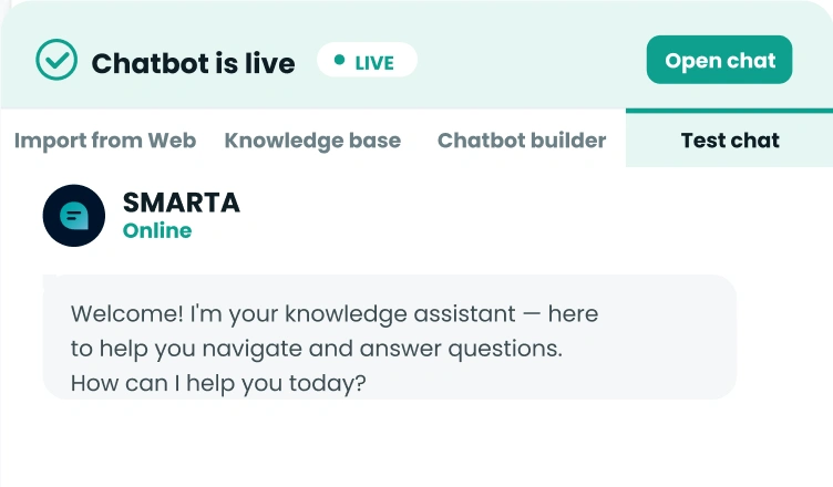 Publish and share a dedicated chat link — always online.