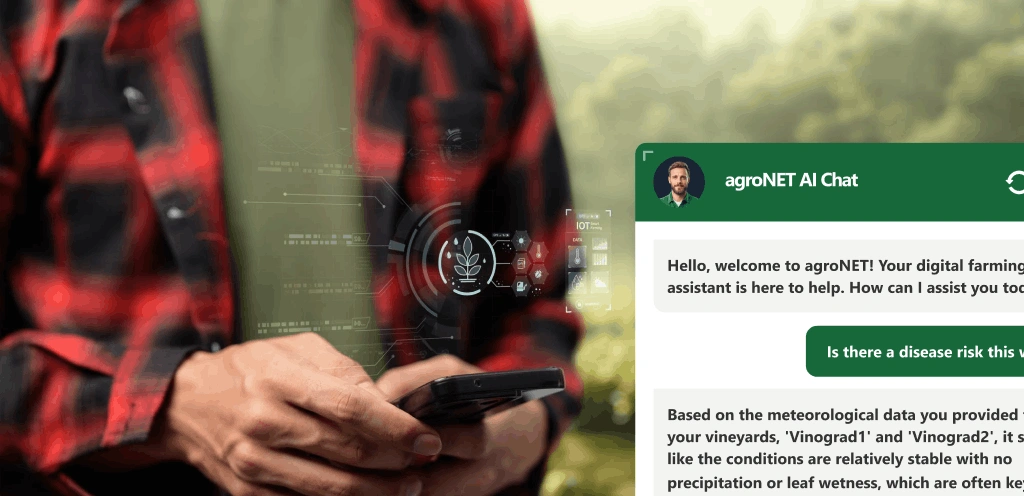 Agronomist asking agroBOT about spray timing