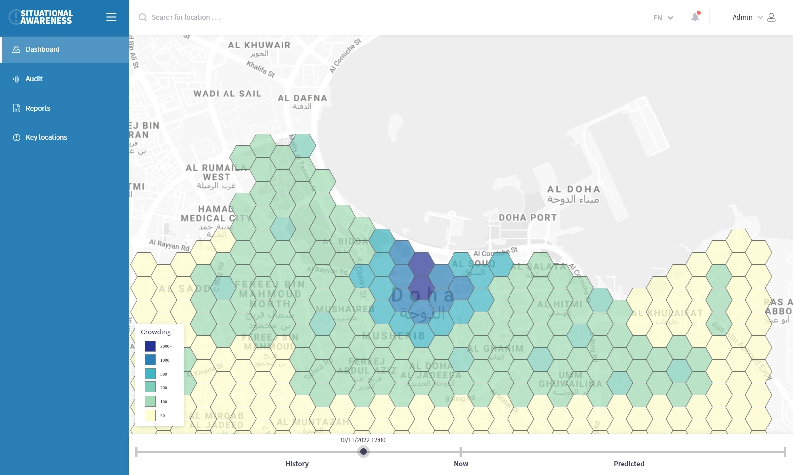 Crowding density · historical & predicted